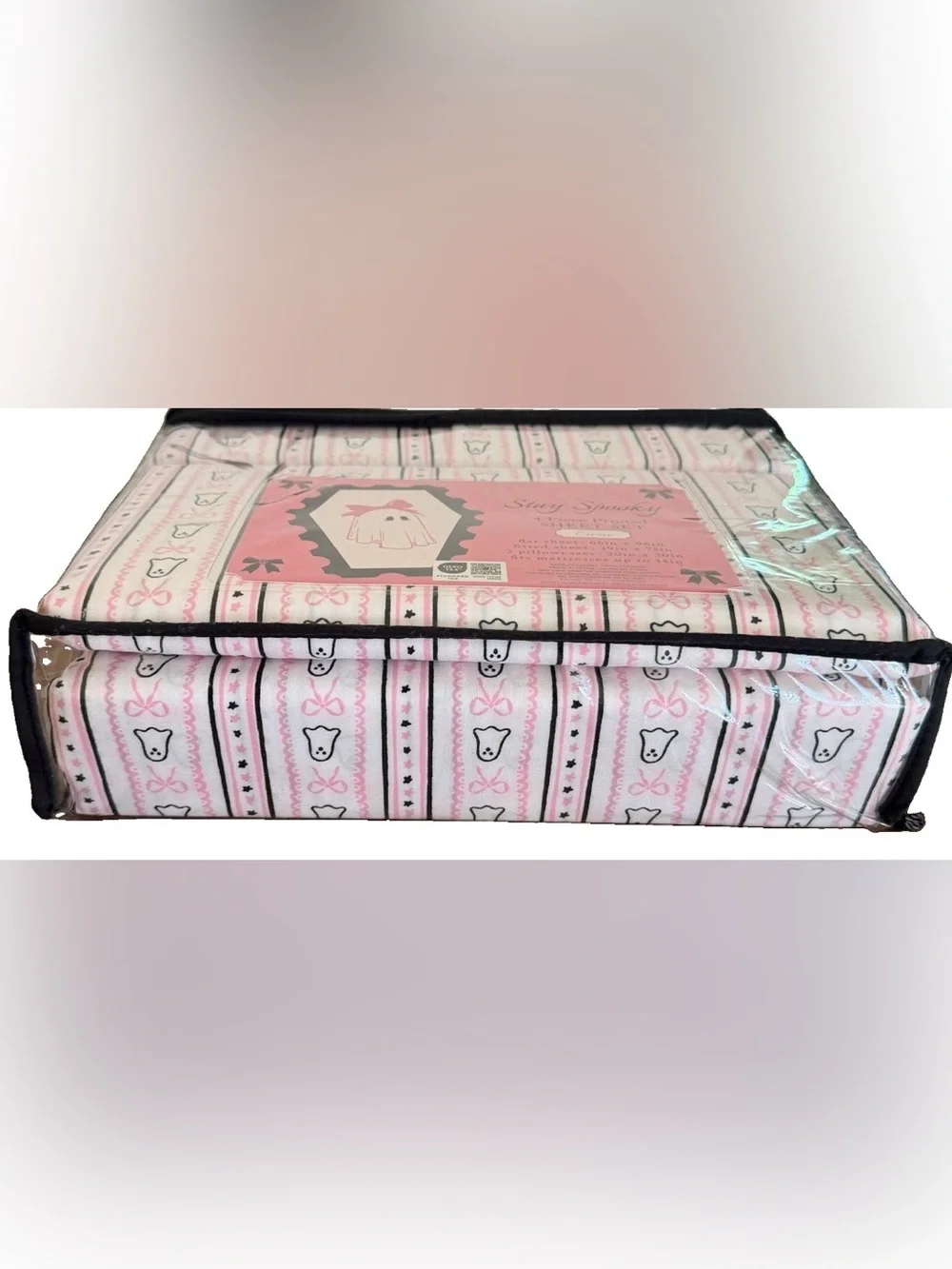 Pink Ghost Print 4-Piece Tween Sheet Set NWT